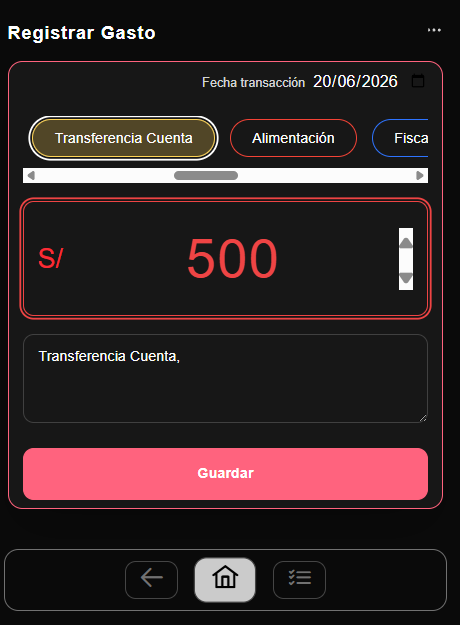 Registro de egresos en Money Flow
